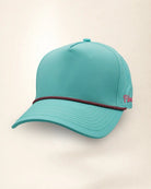 Custom Number Signature Hat in teal, angled view