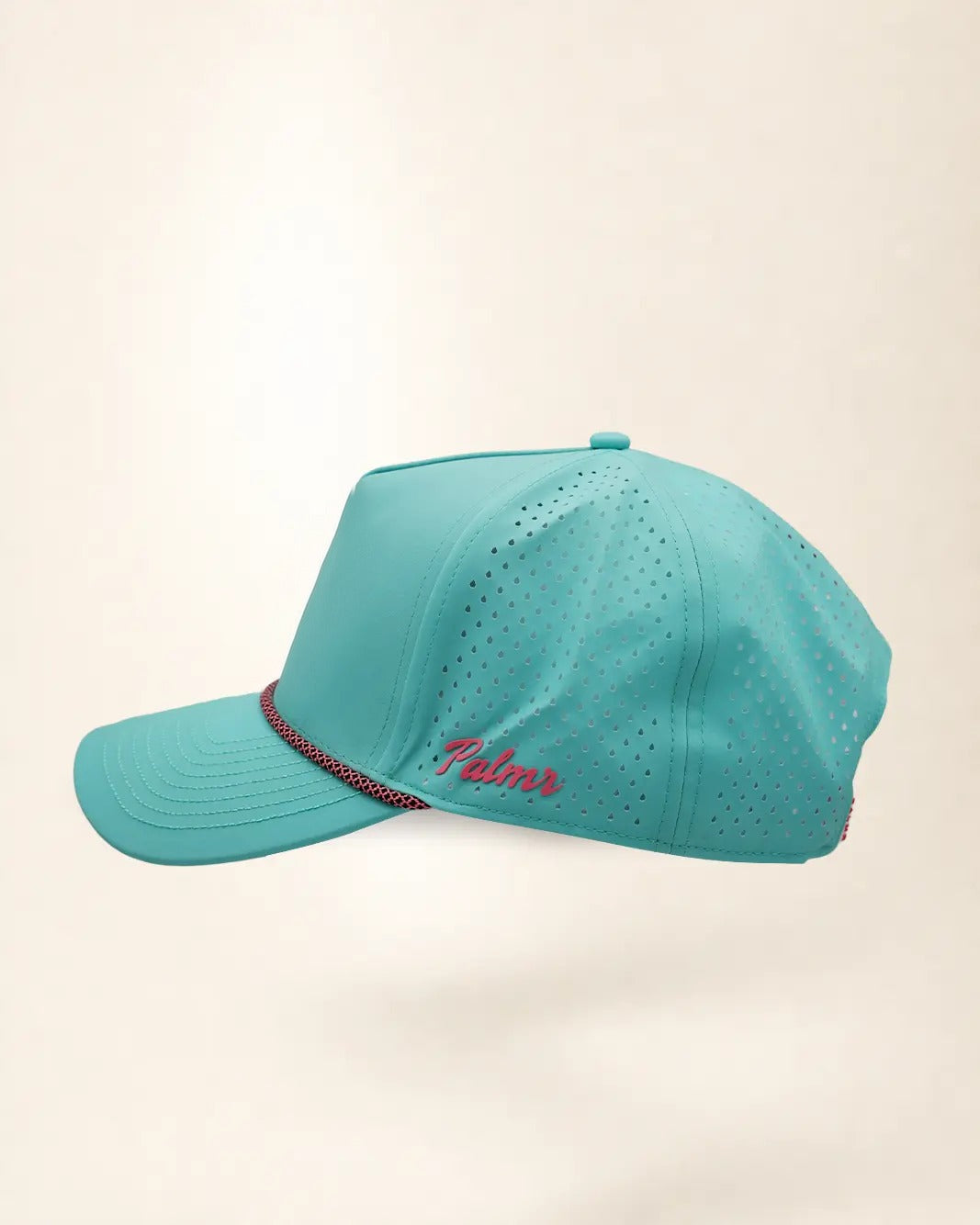 Palmr Signature rope hat in teal, side view