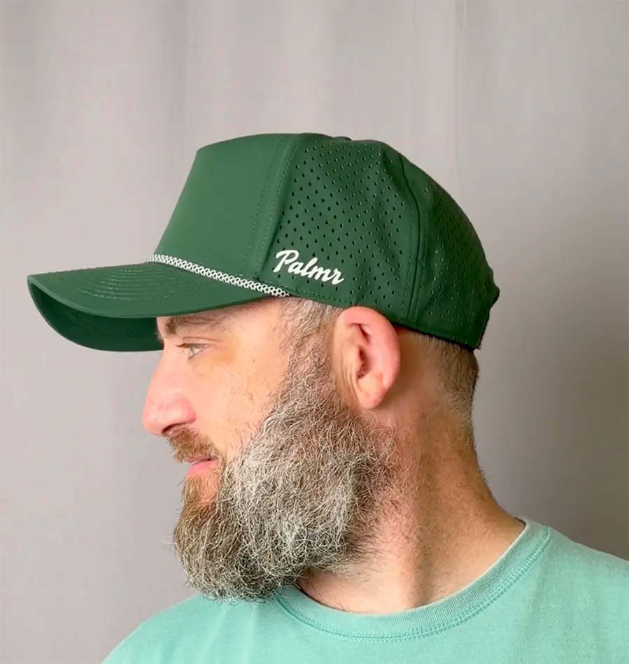 Signature Hat fit video - green crown with green brim, shown on-model from multiple angles.