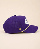 Purple and gold The 407 Hat with white silicone Orlando area code and gold rope detail